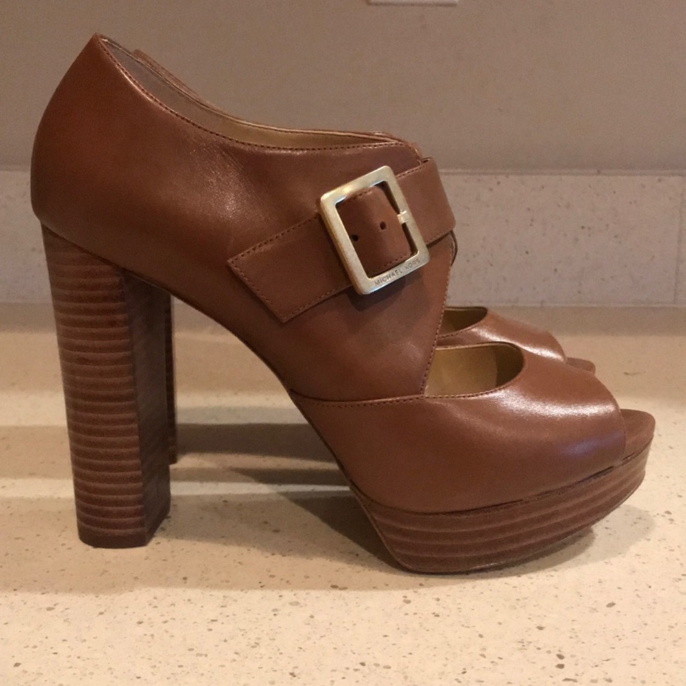 Michael Kors Leather Peep Toe Heels